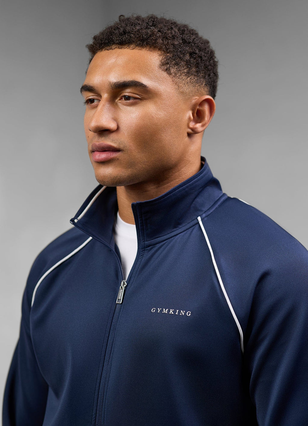 Gym King Core Piped Full Zip Funnel - Navy