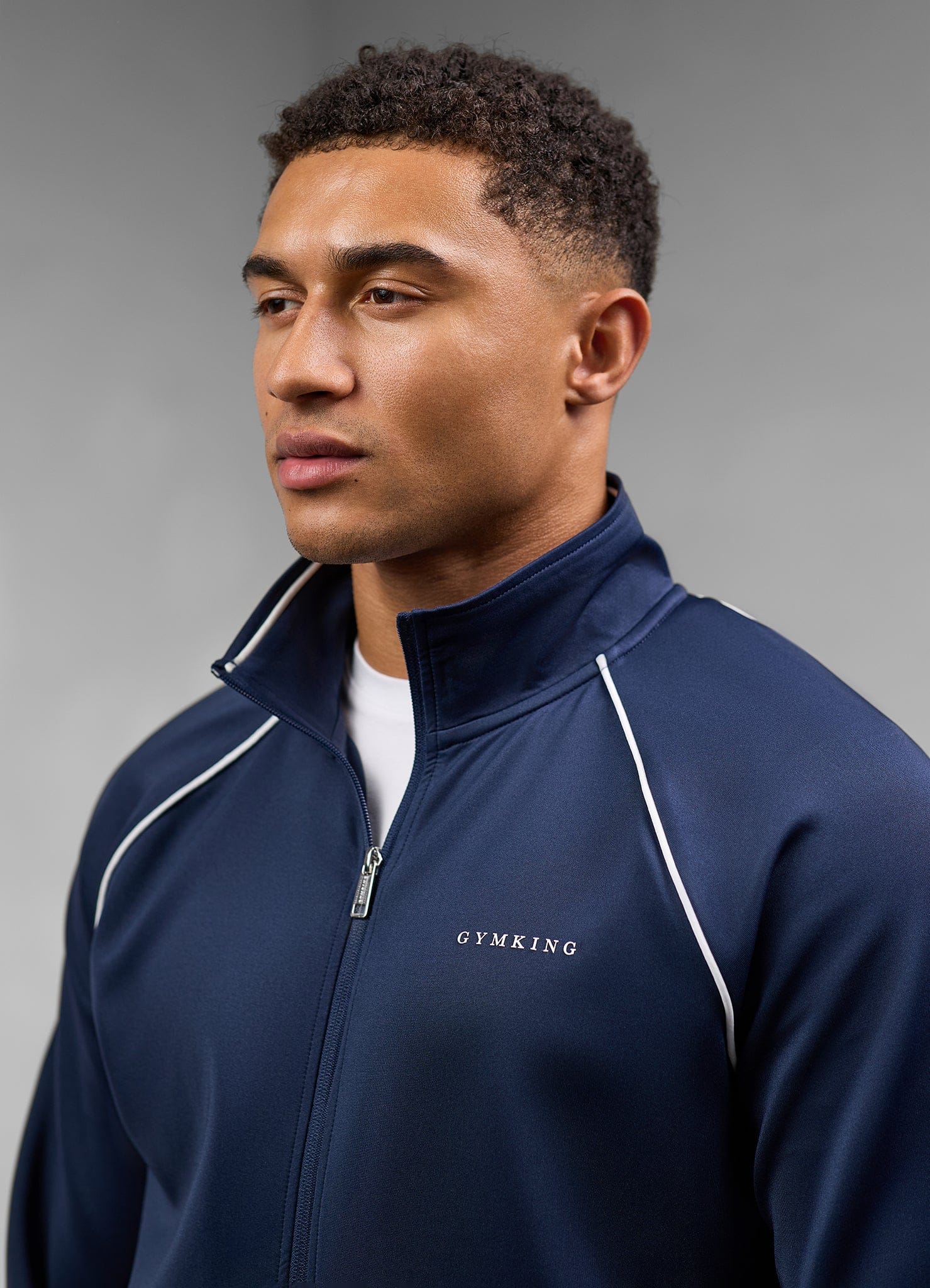 Gym King Core Piped Full Zip Funnel - Navy