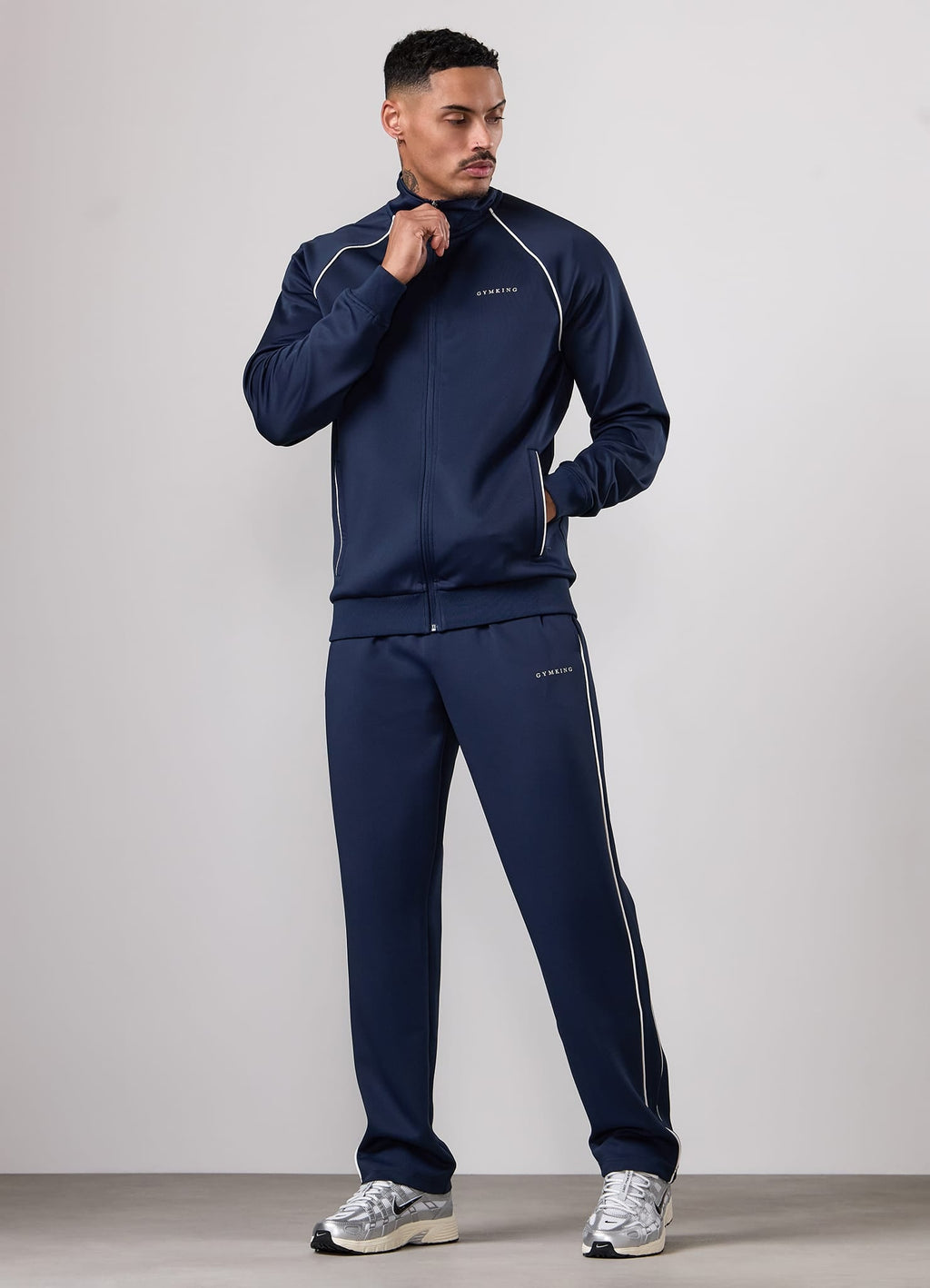 Gym King Core Piped Full Zip Funnel - Navy