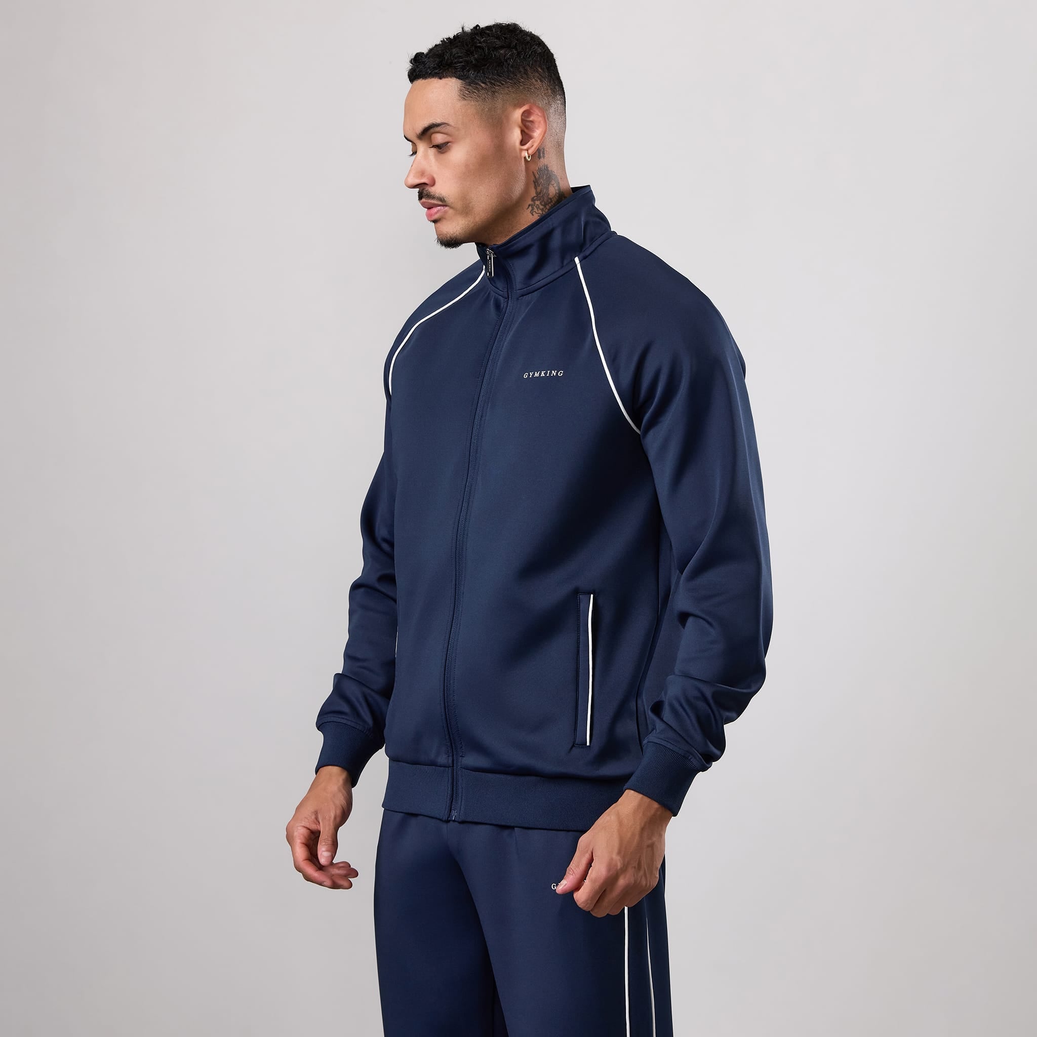 Gym King Core Piped Full Zip Funnel - Navy