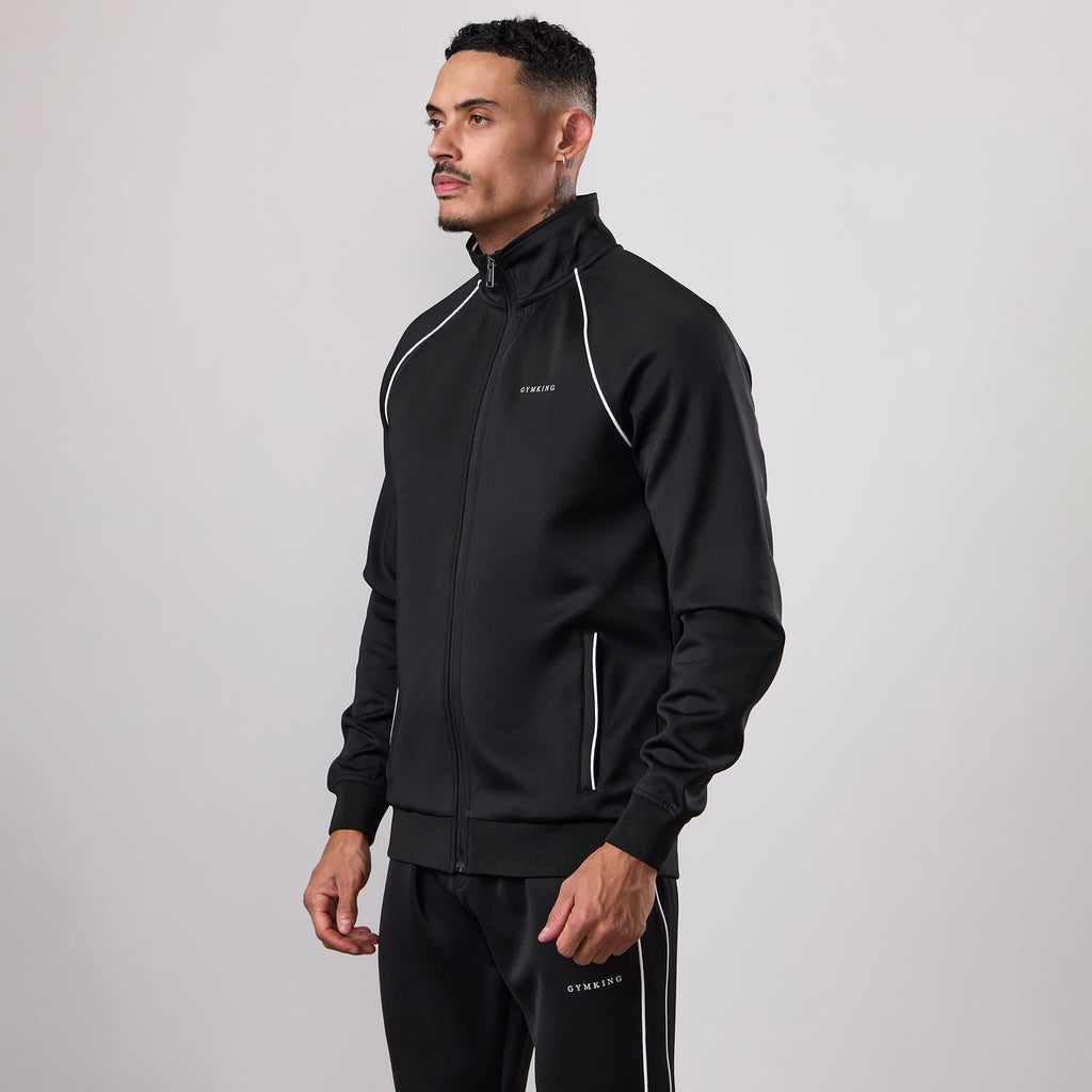 Gym King Core Piped Full Zip Funnel - Black