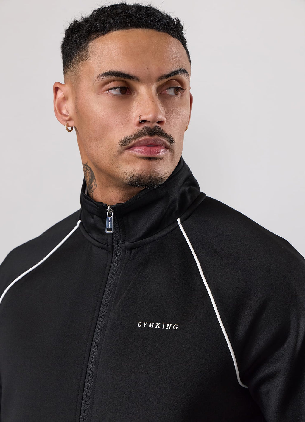 Gym King Core Piped Full Zip Funnel - Black