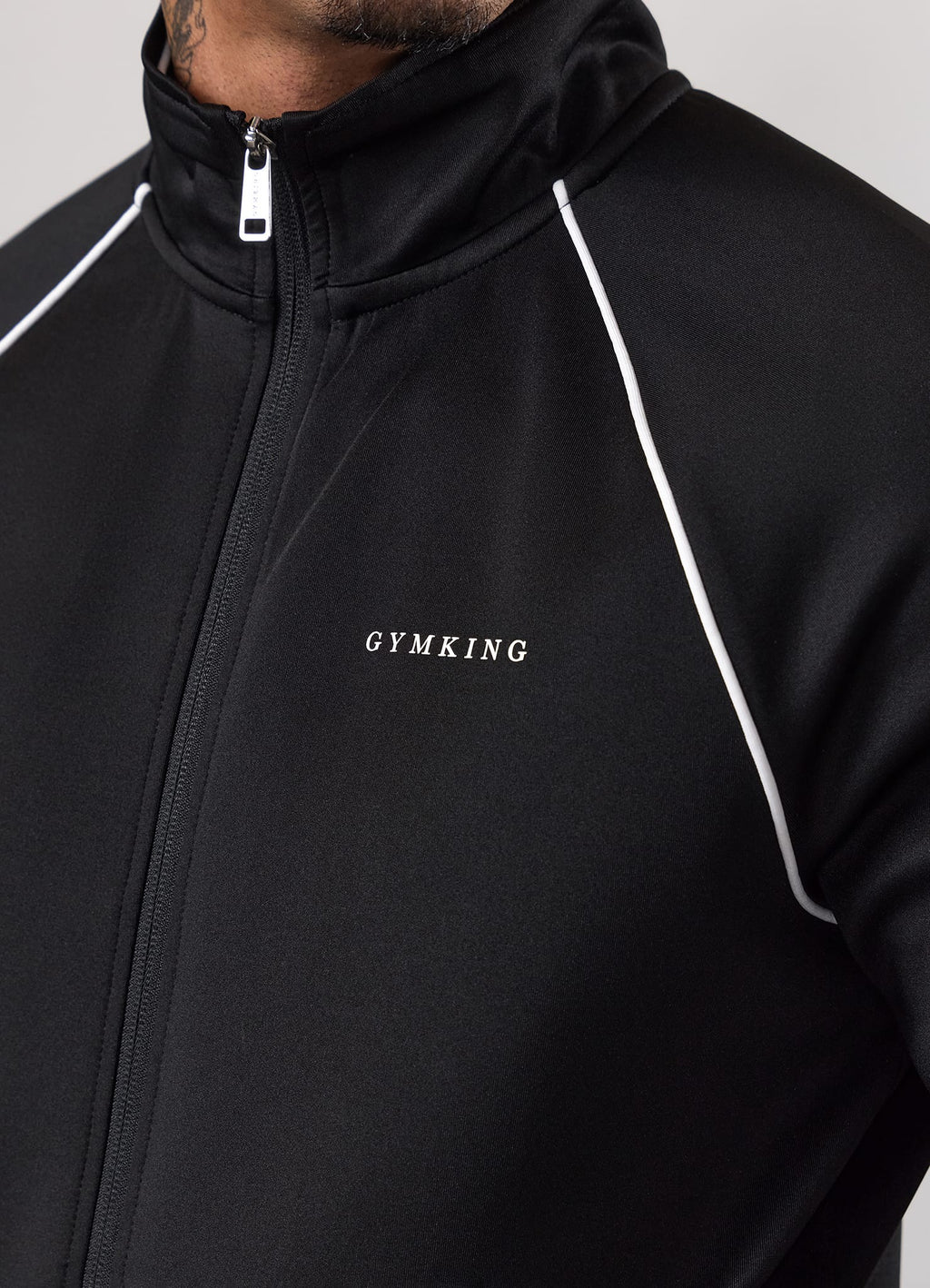 Gym King Core Piped Full Zip Funnel - Black