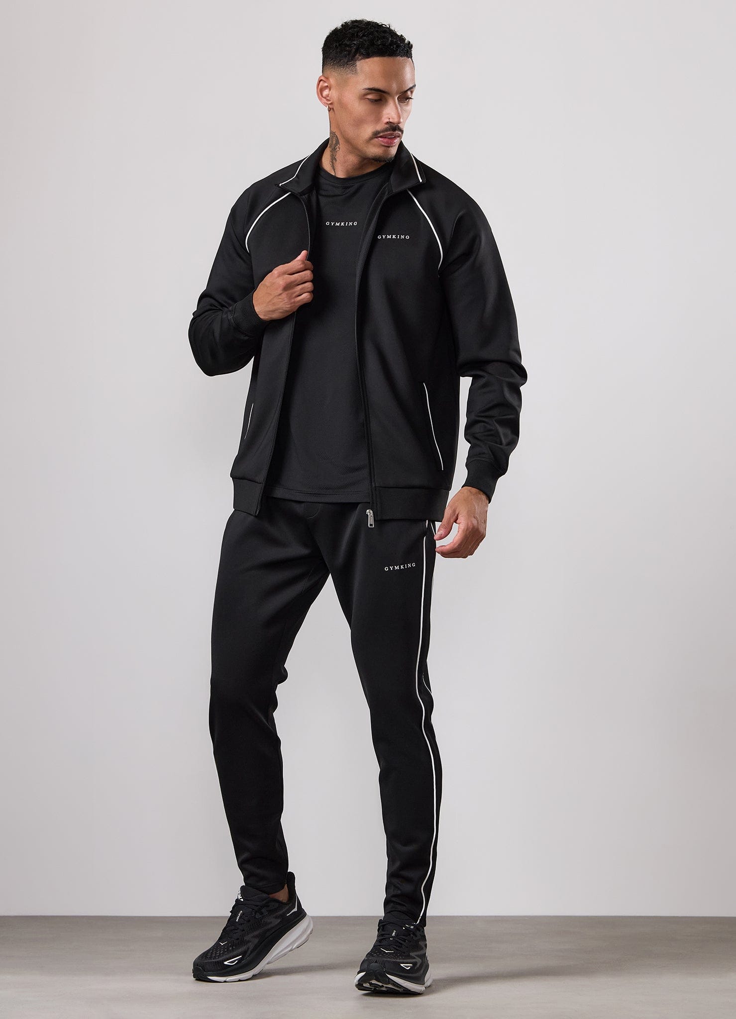 Gym King Core Piped Tapered Leg Jogger - Black