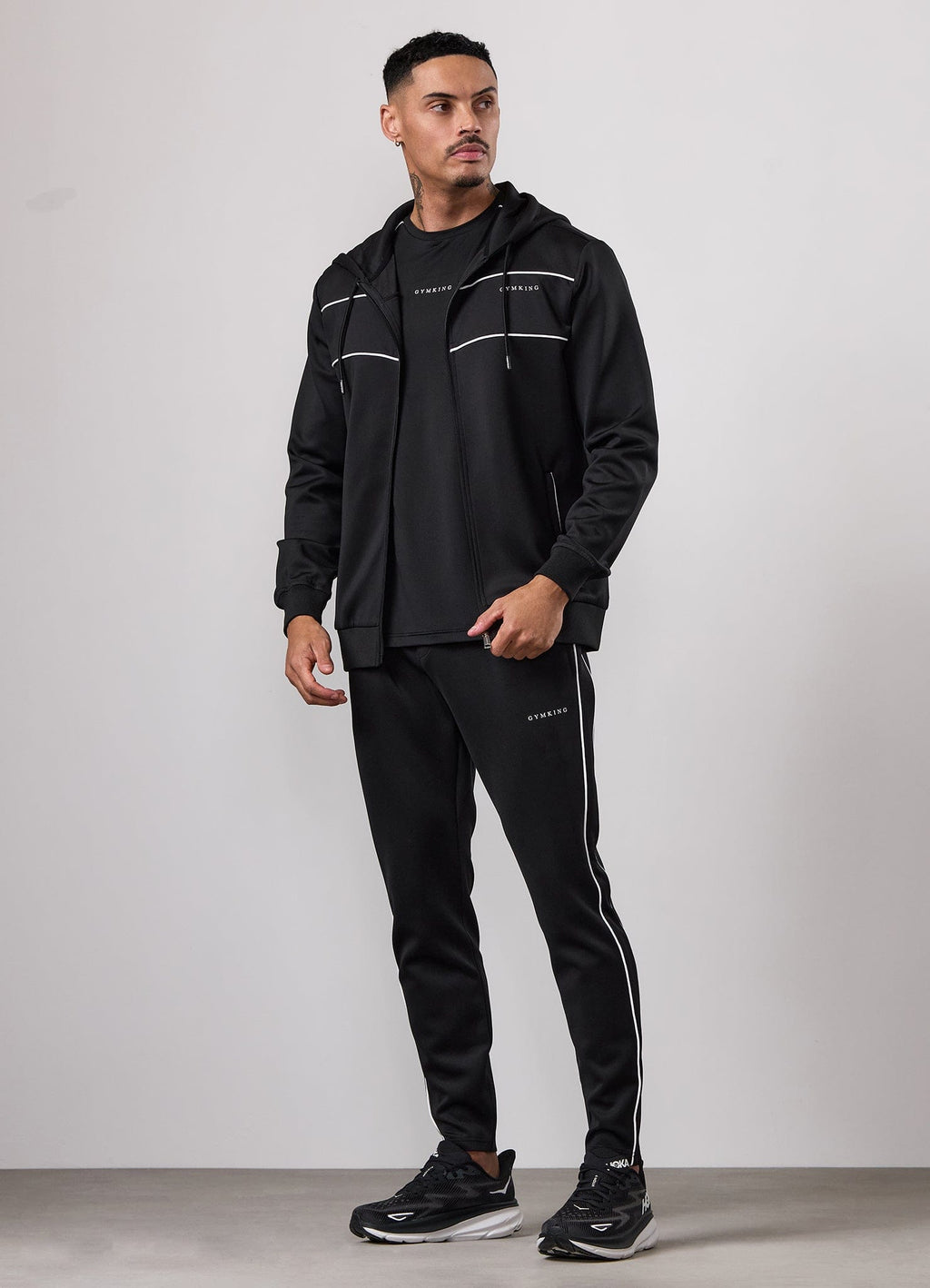 Gym King Core Piped Full Zip Hoodie - Black