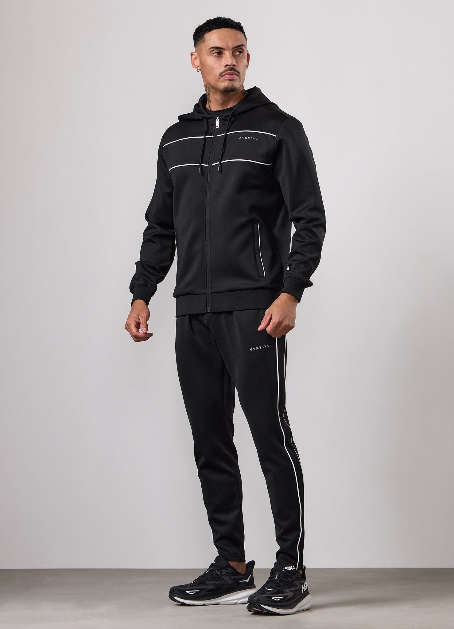 Gym King Core Piped Full Zip Hoodie - Black