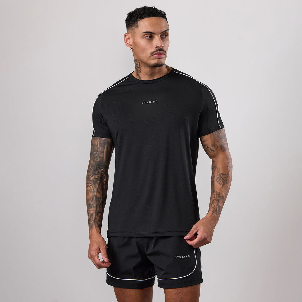 Gym King Core Piped Tee - Black