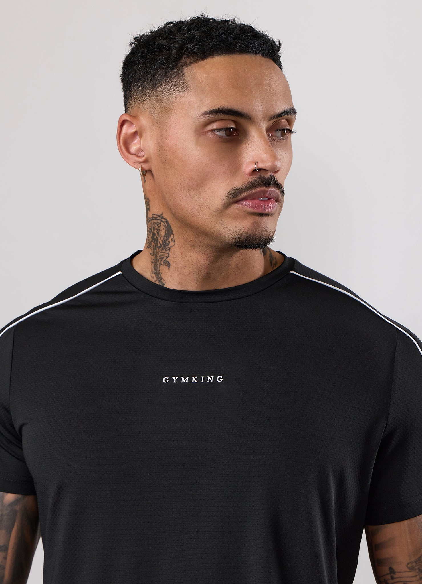Gym King Core Piped Tee - Black