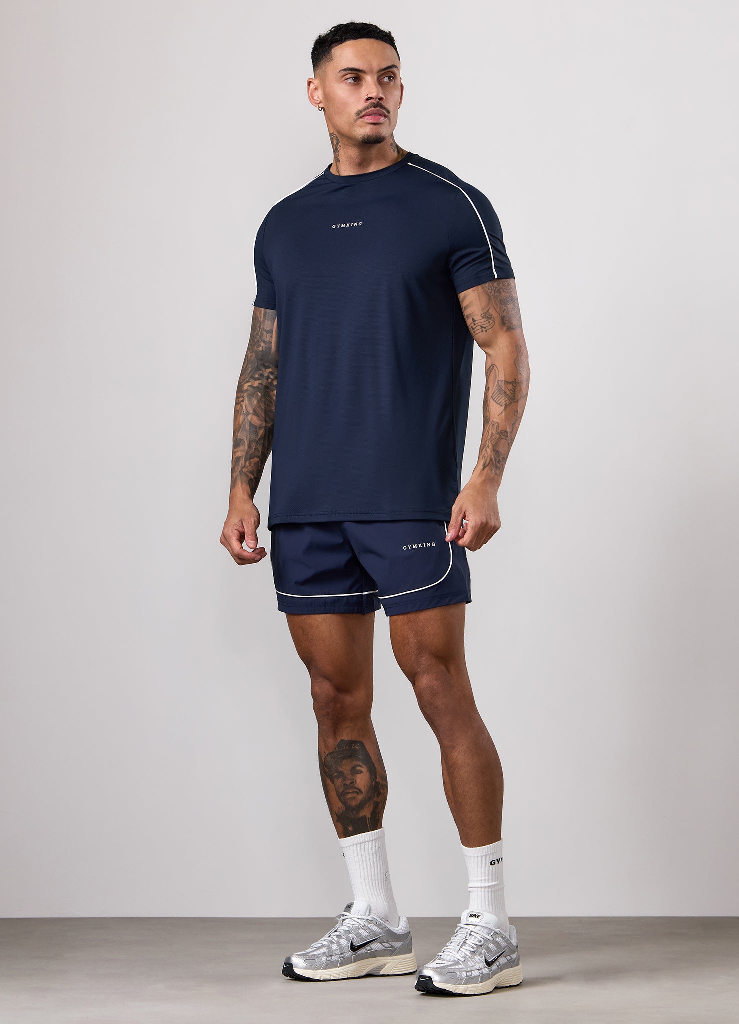 Gym King Core Piped Tee - Navy