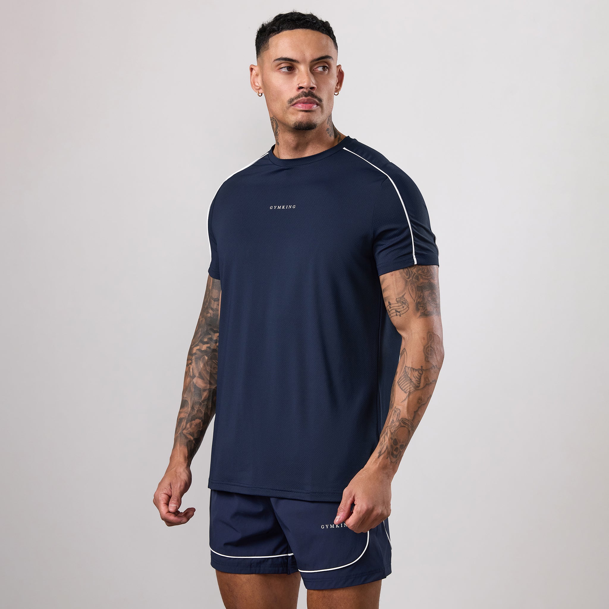 Gym King Core Piped Tee - Navy