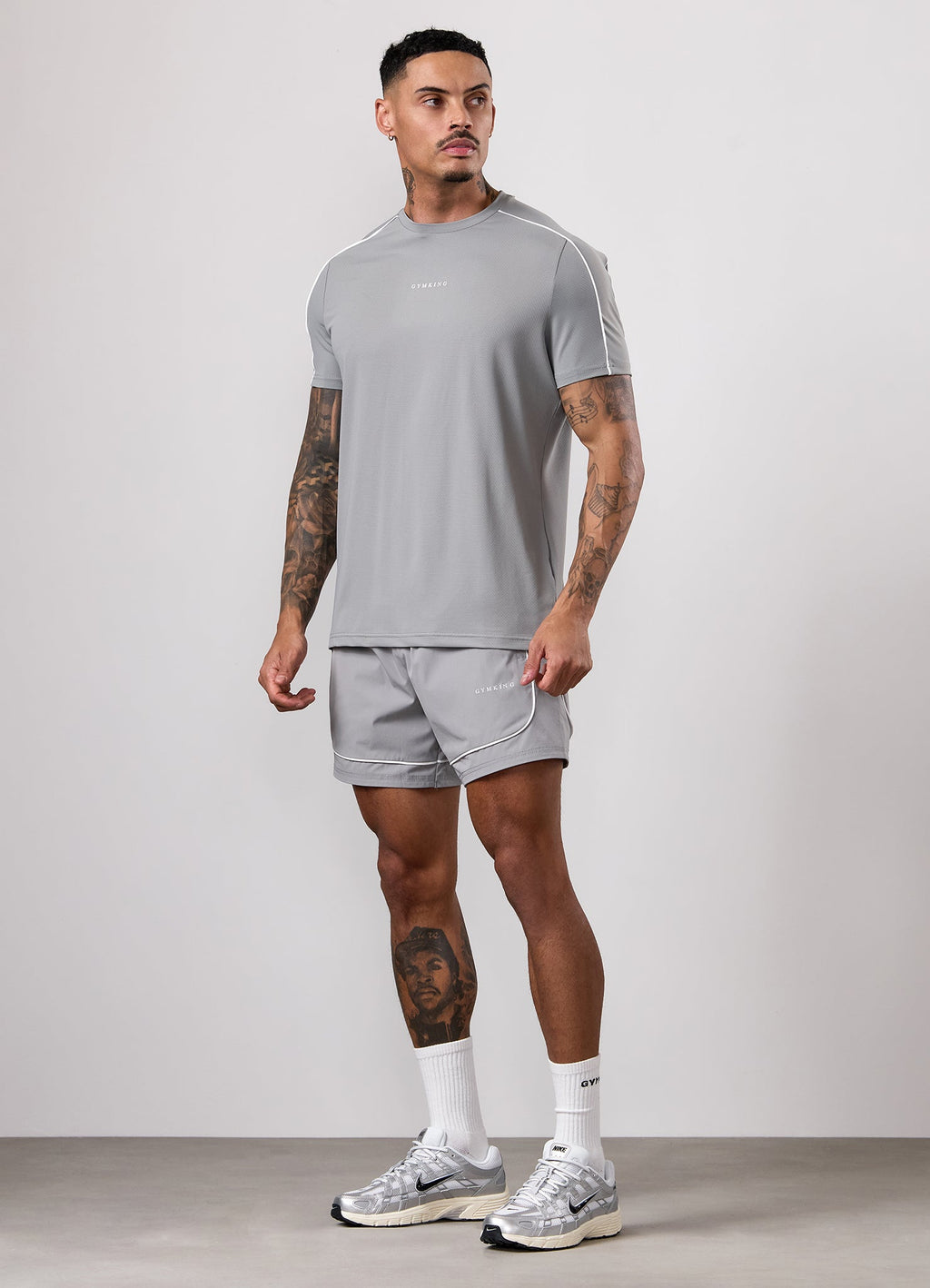 Gym King Core Piped Tee - Urban Grey