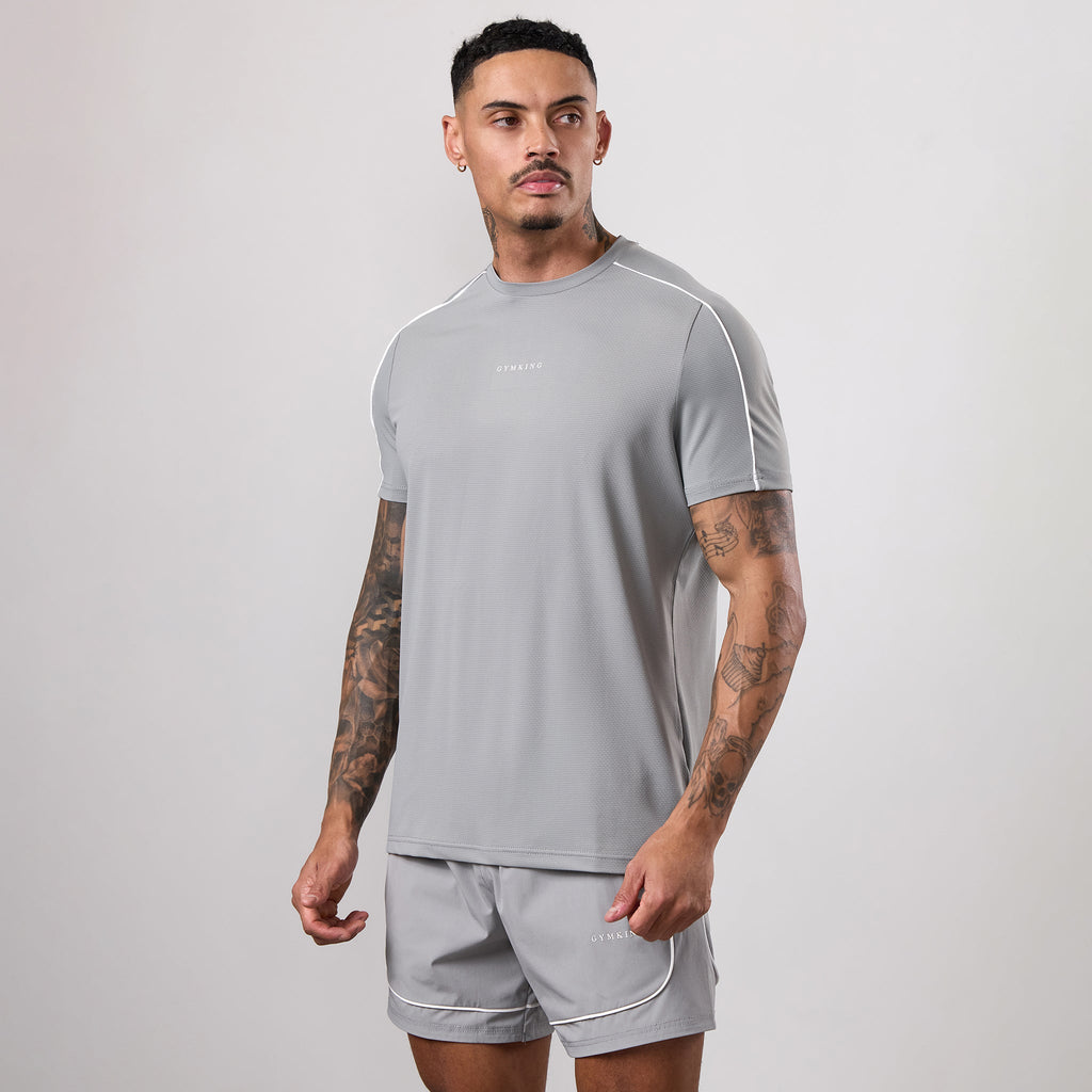 Gym King Core Piped Tee - Urban Grey