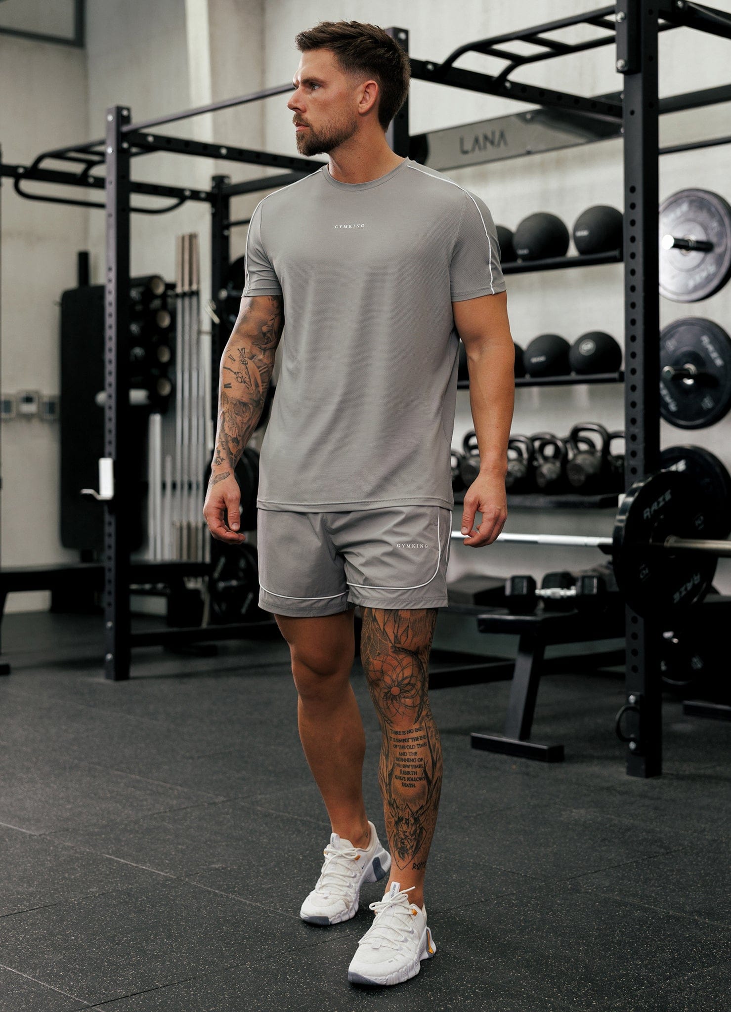 Gym King Core Piped Tee - Urban Grey
