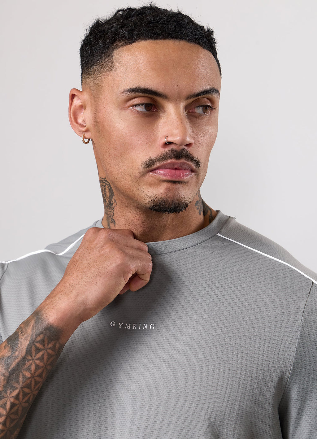 Gym King Core Piped Tee - Urban Grey