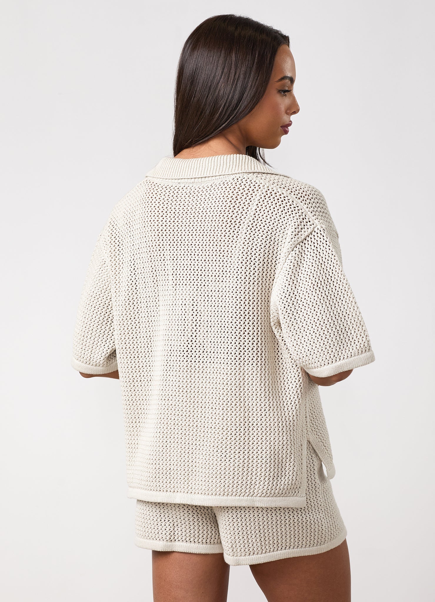 Gym King Crochet Boxy Tee - Sand