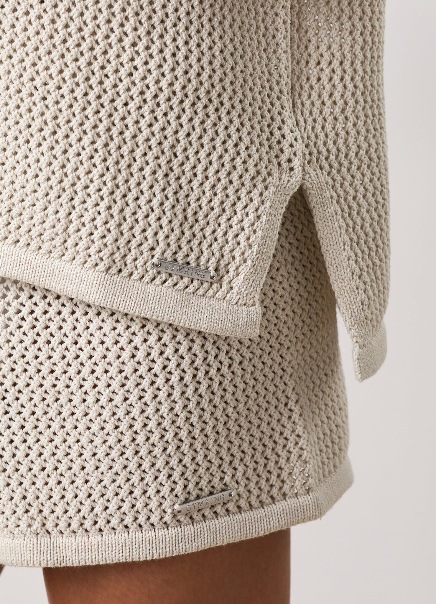 Gym King Crochet Boxy Tee - Sand