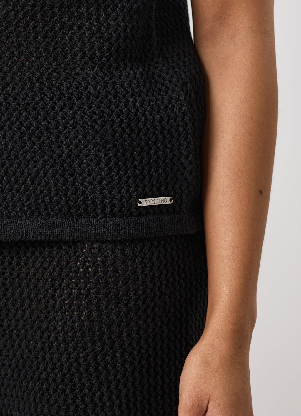 Gym King Crochet Tie Front Vest - Black