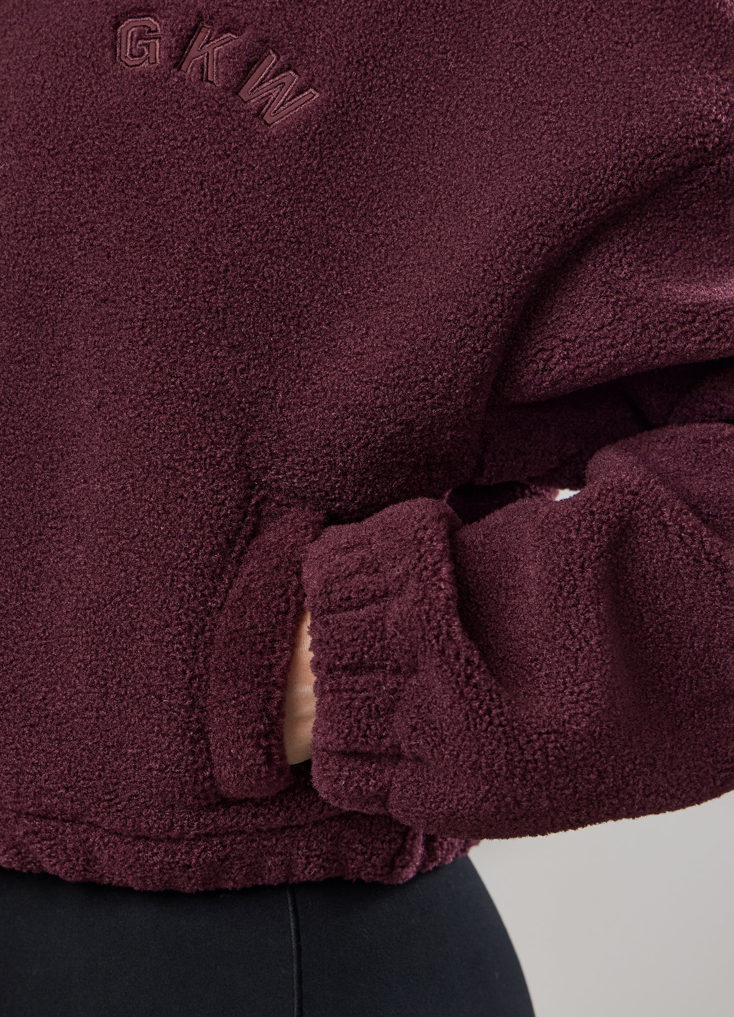 Gym King Cropped Borg Full Zip - Vibrant Fig