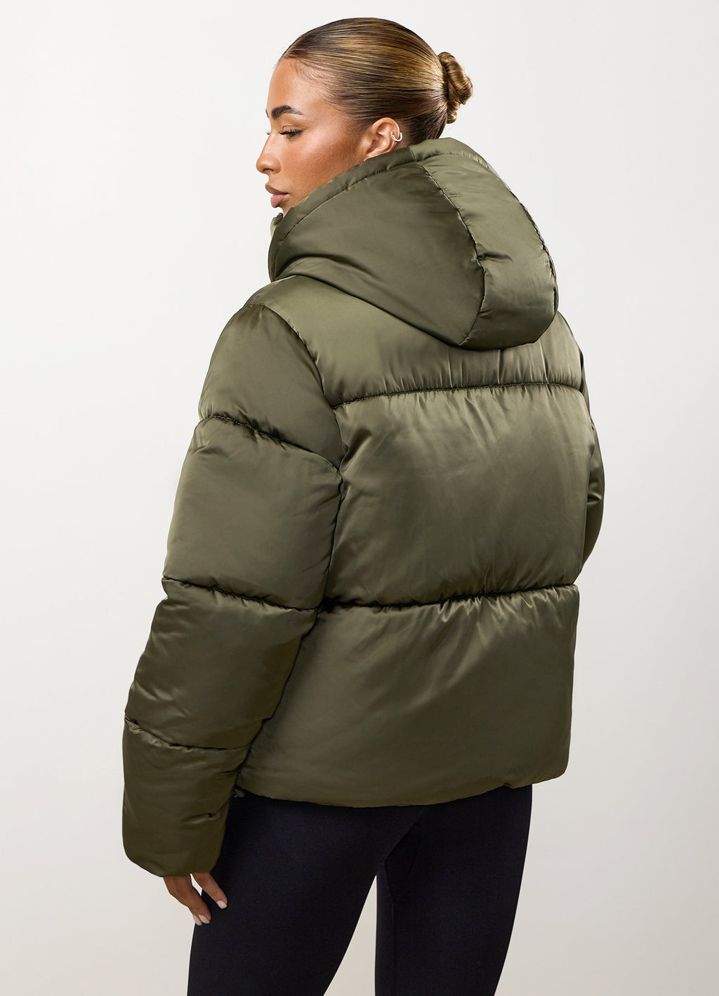 Gym King Cropped Padded Jacket - Iridescent Khaki