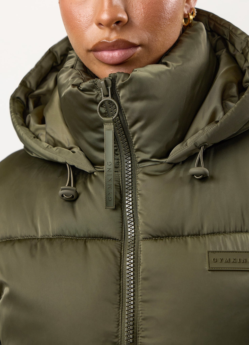 Gym King Cropped Padded Jacket - Iridescent Khaki