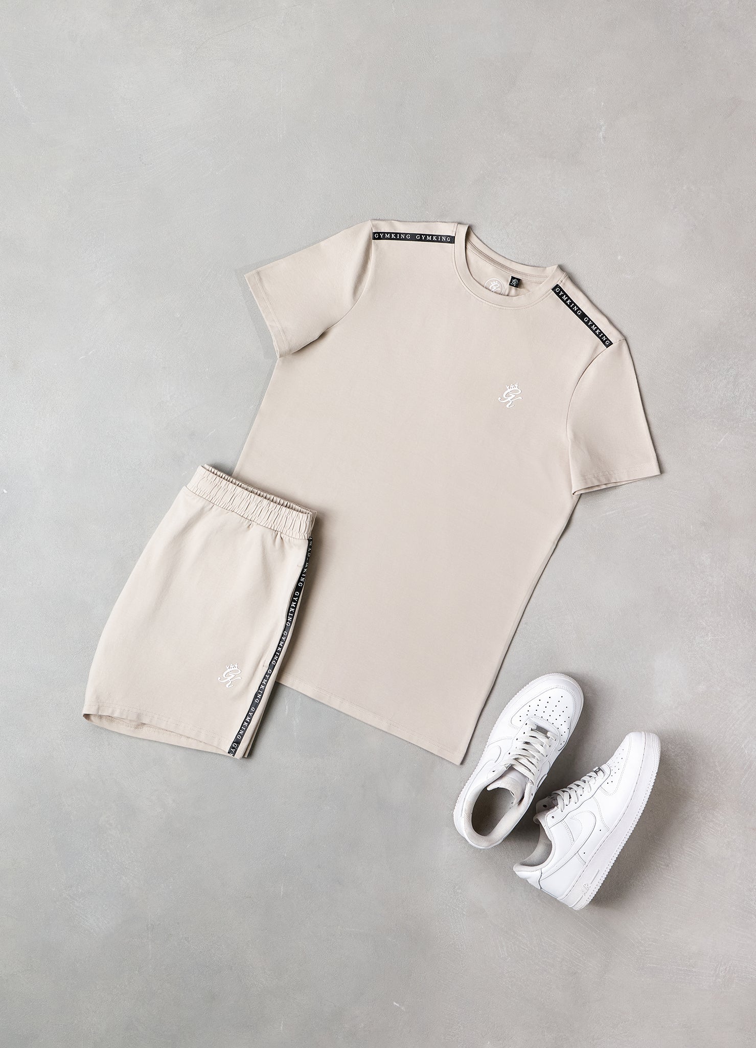 Gym King Taped Jersey Short - Light Stone
