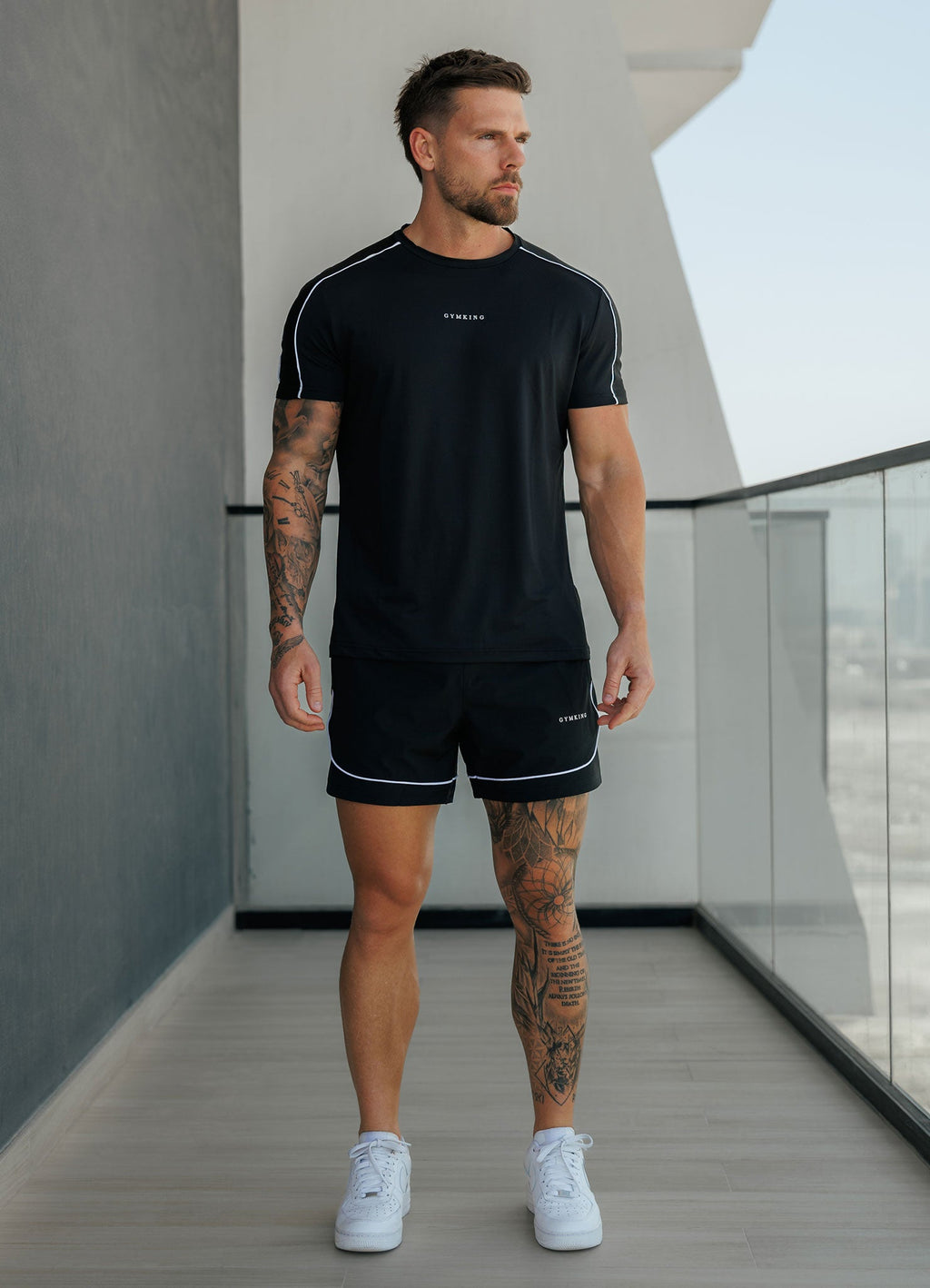 Gym King Core Piped Short - Black