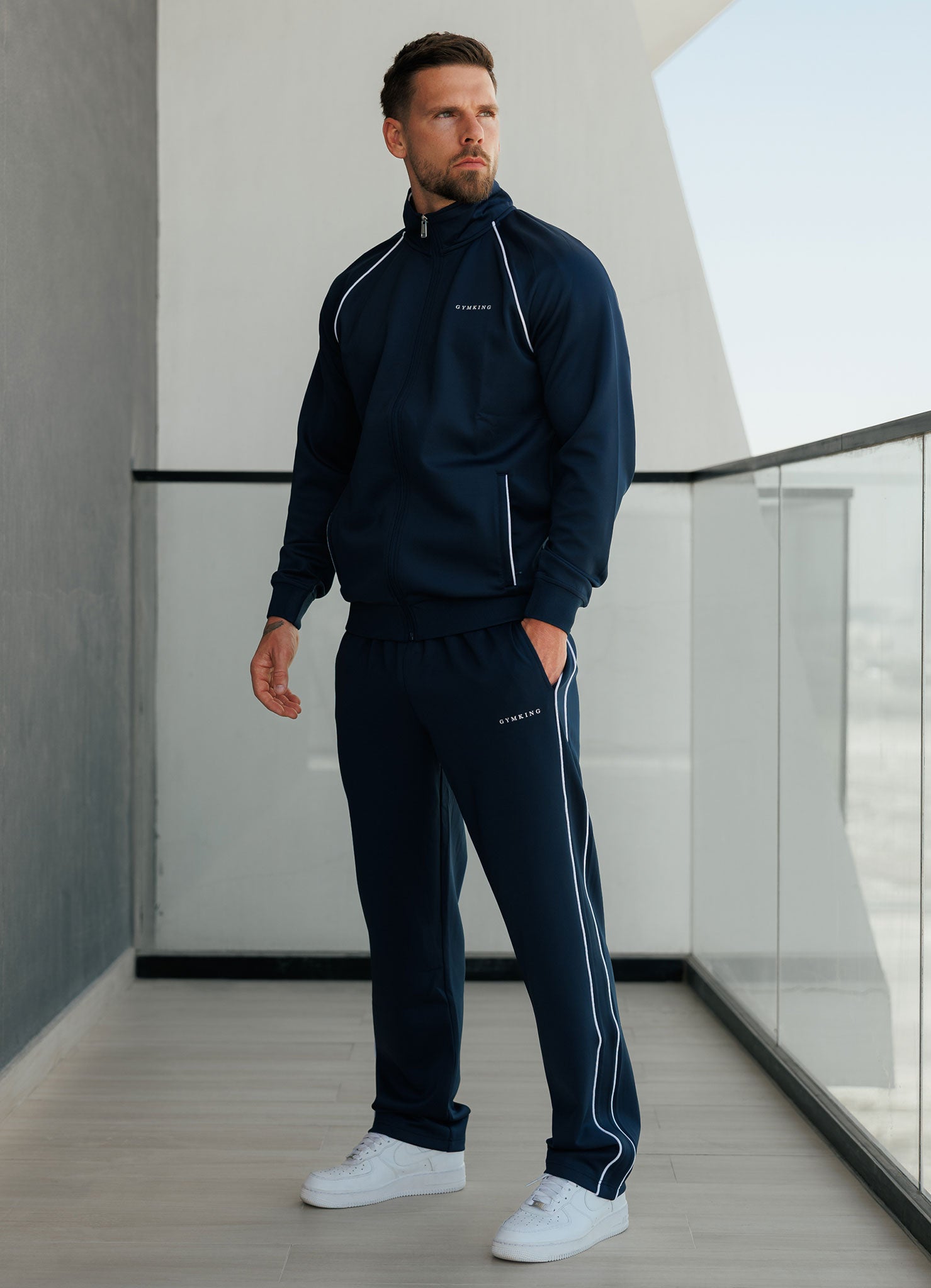 Gym King Core Piped Straight Leg Jogger - Navy