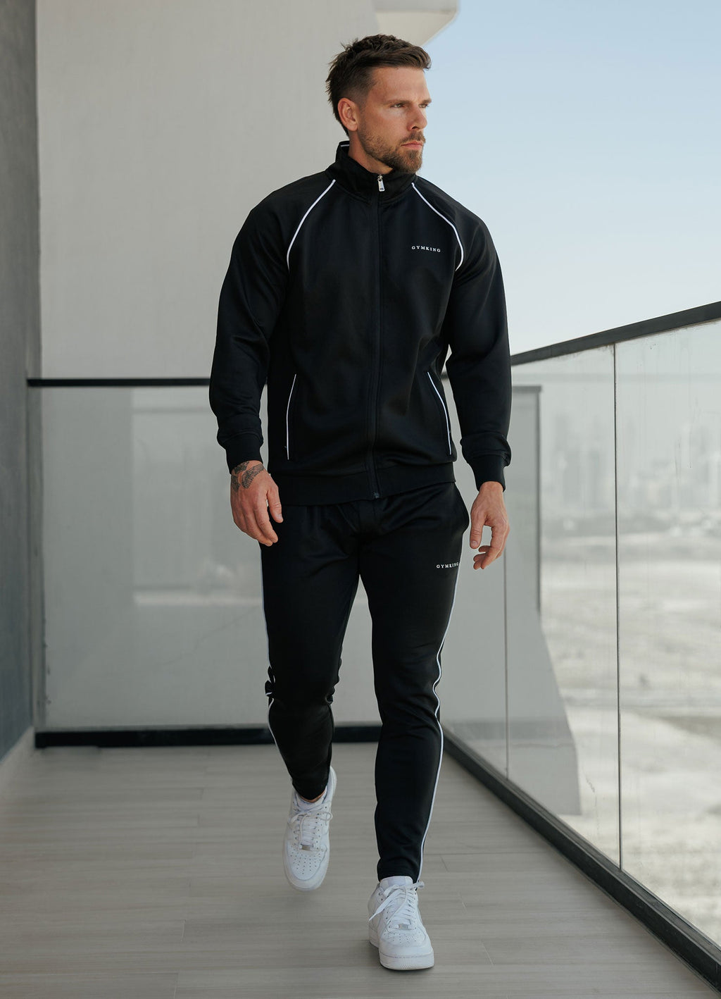 Gym King Core Piped Full Zip Funnel - Black