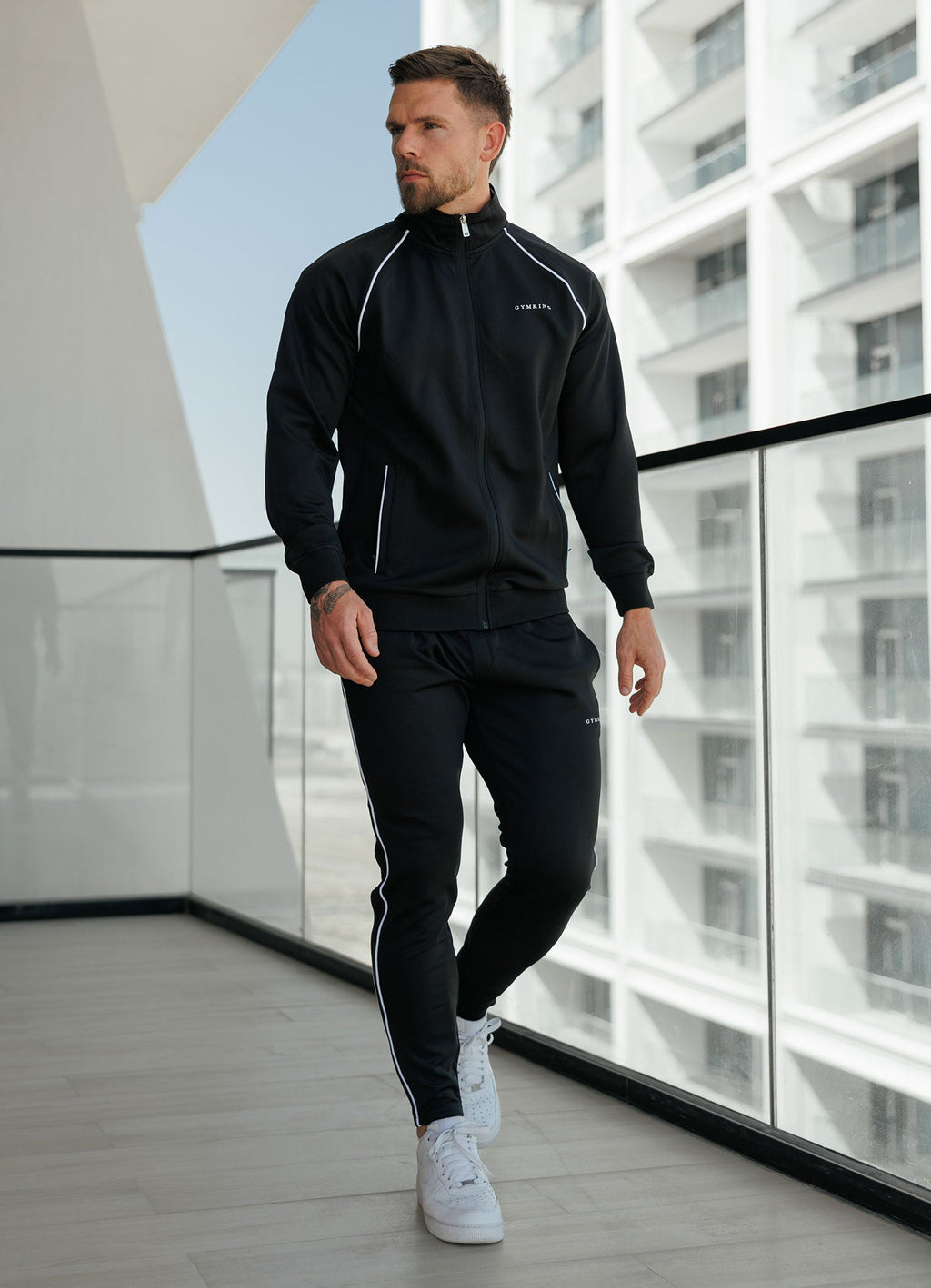 Gym King Core Piped Full Zip Funnel - Black