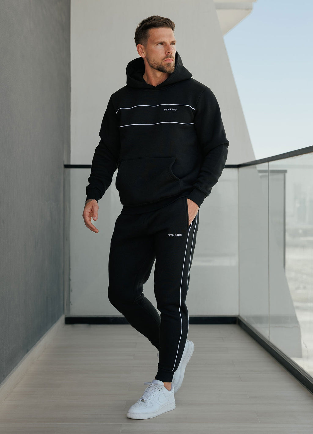 Gym King Core Piped Fleece Jogger - Black