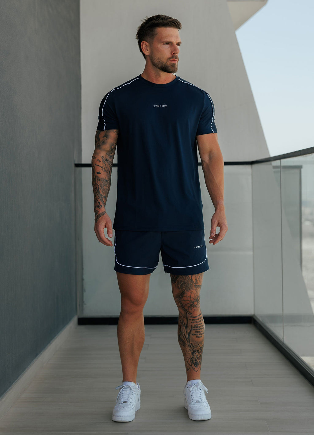Gym King Core Piped Tee - Navy