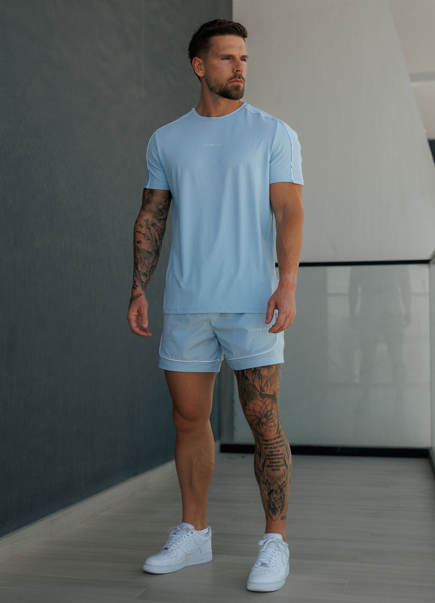 Gym King Core Piped Tee - Fresh Blue