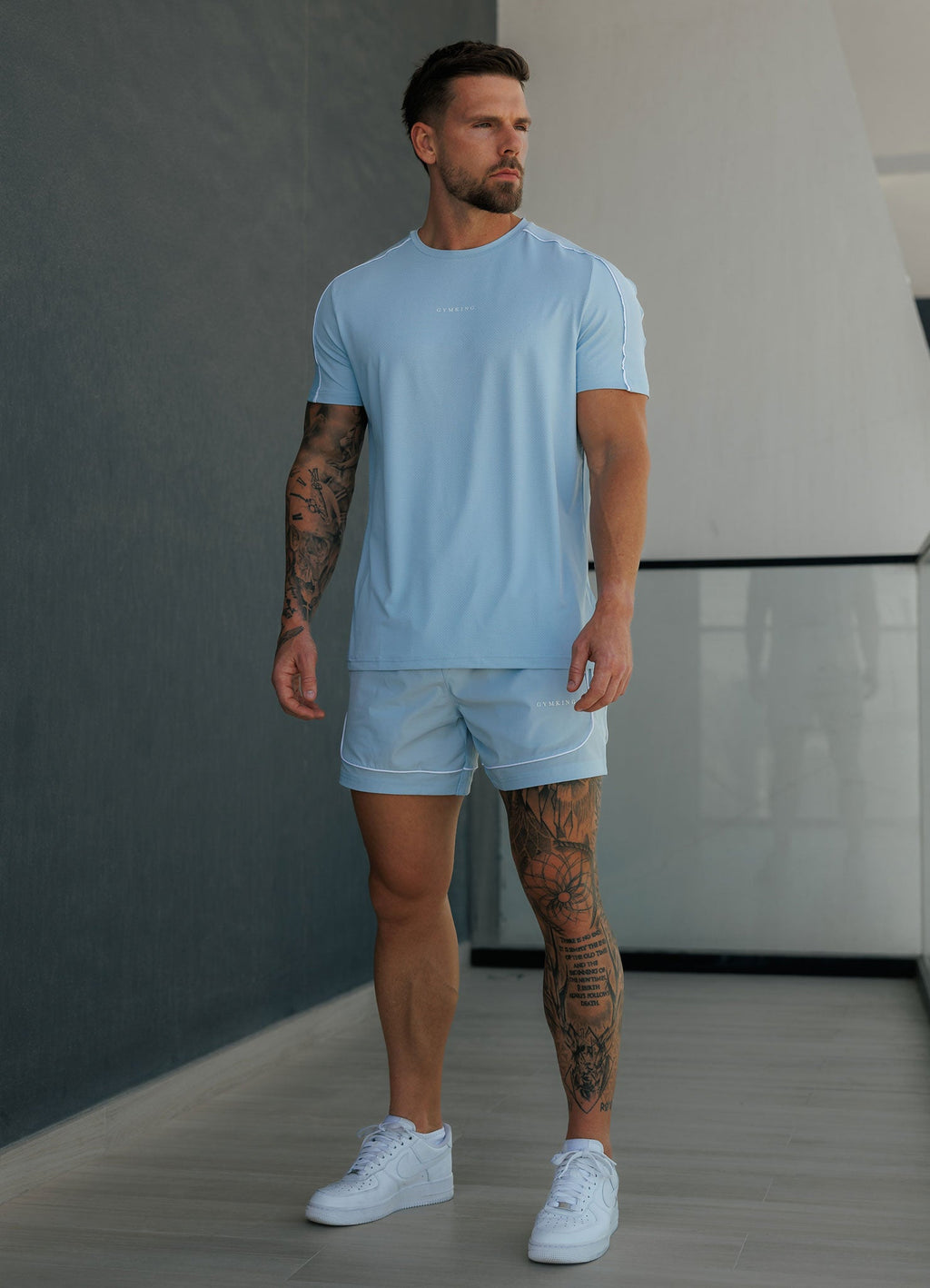 Gym King Core Piped Short - Fresh Blue