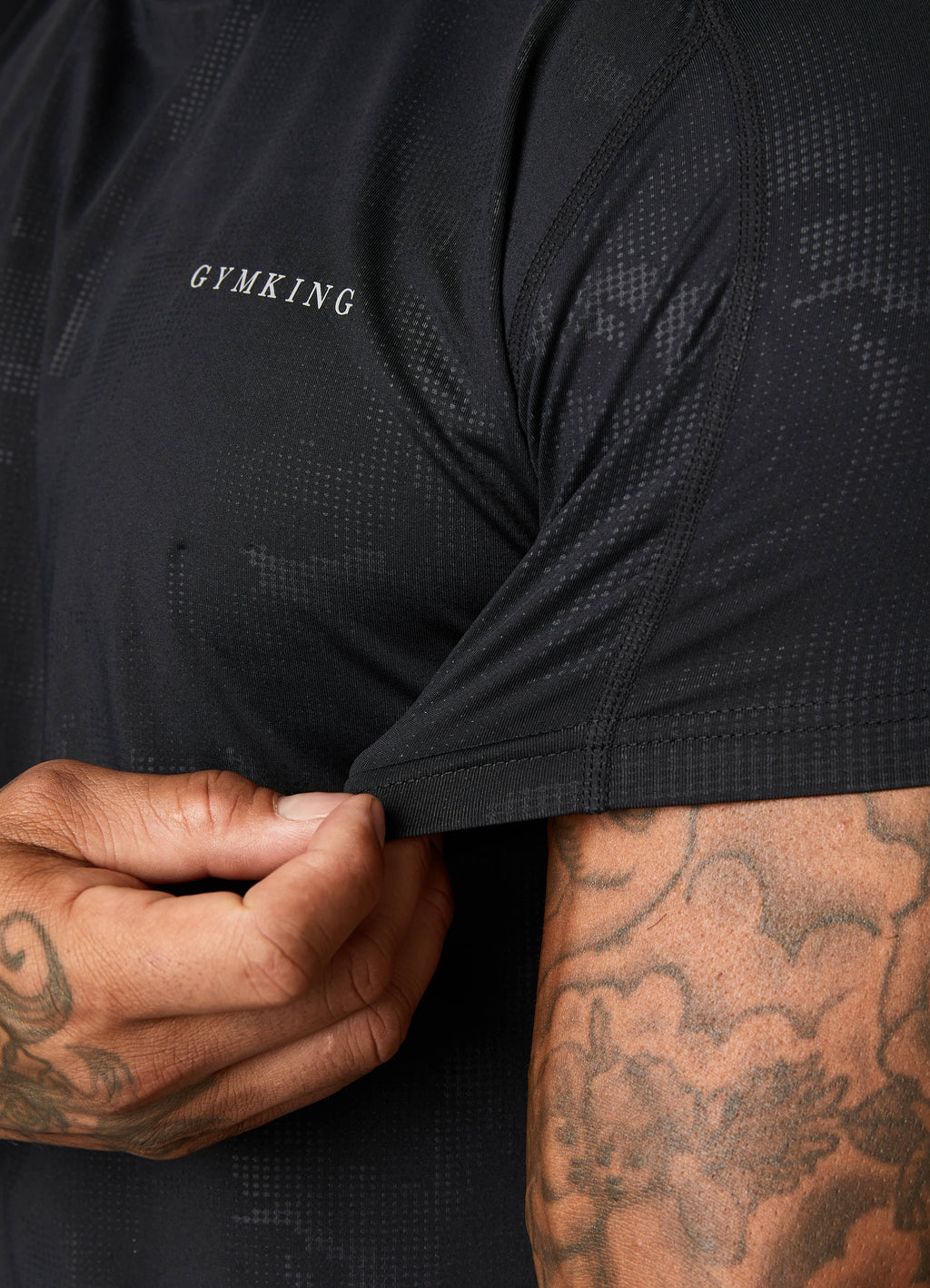Gym King Debossed Camo Short Sleeve Tee - Black