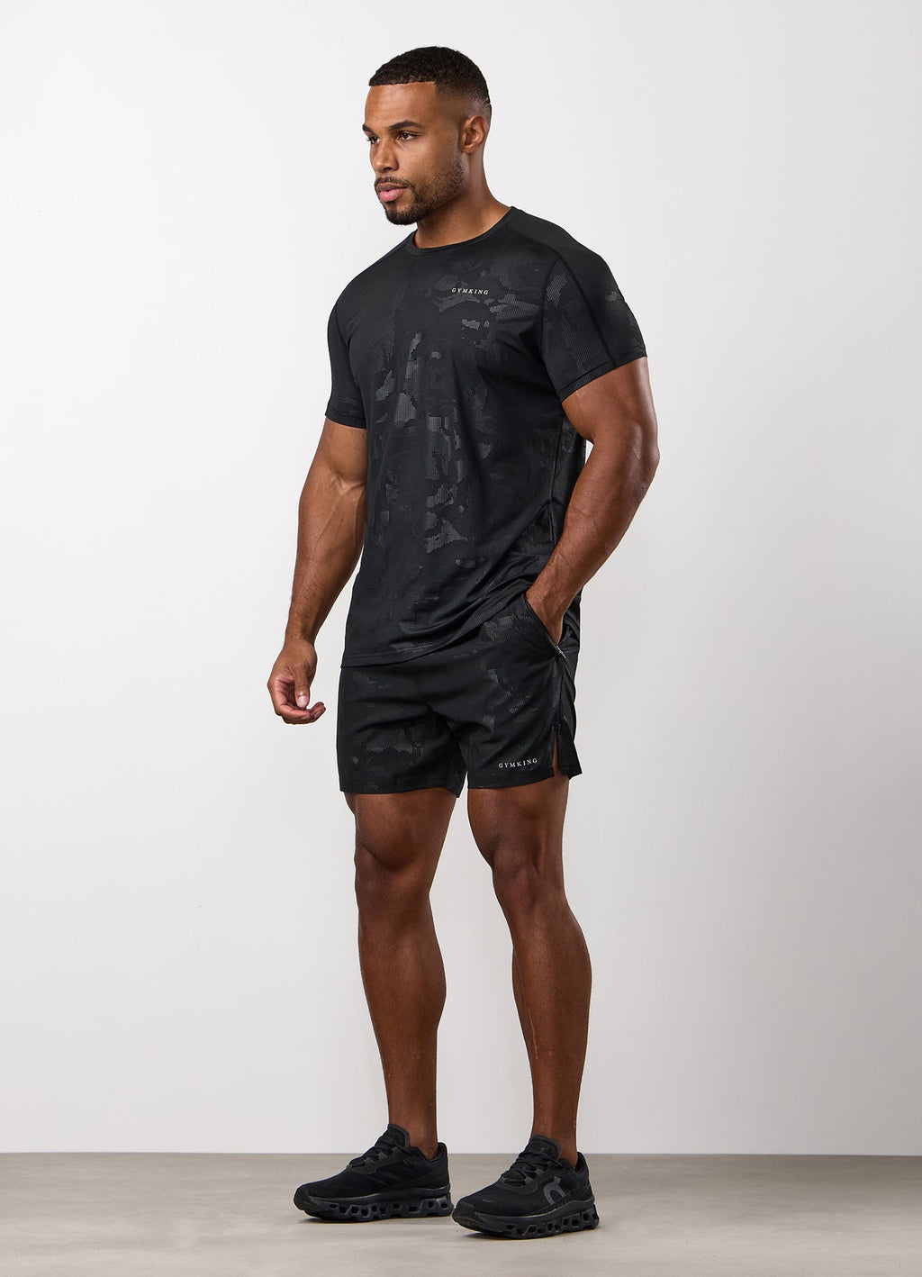 Gym King Debossed Camo Short Sleeve Tee - Black