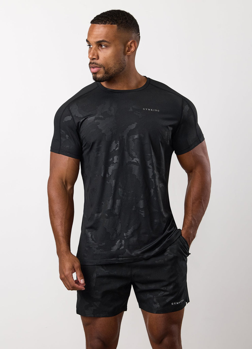 Gym King Debossed Camo Short Sleeve Tee - Black