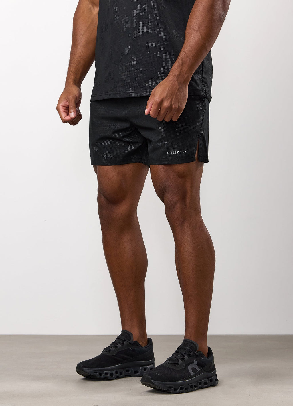 Gym King Debossed Camo Short 5" - Black