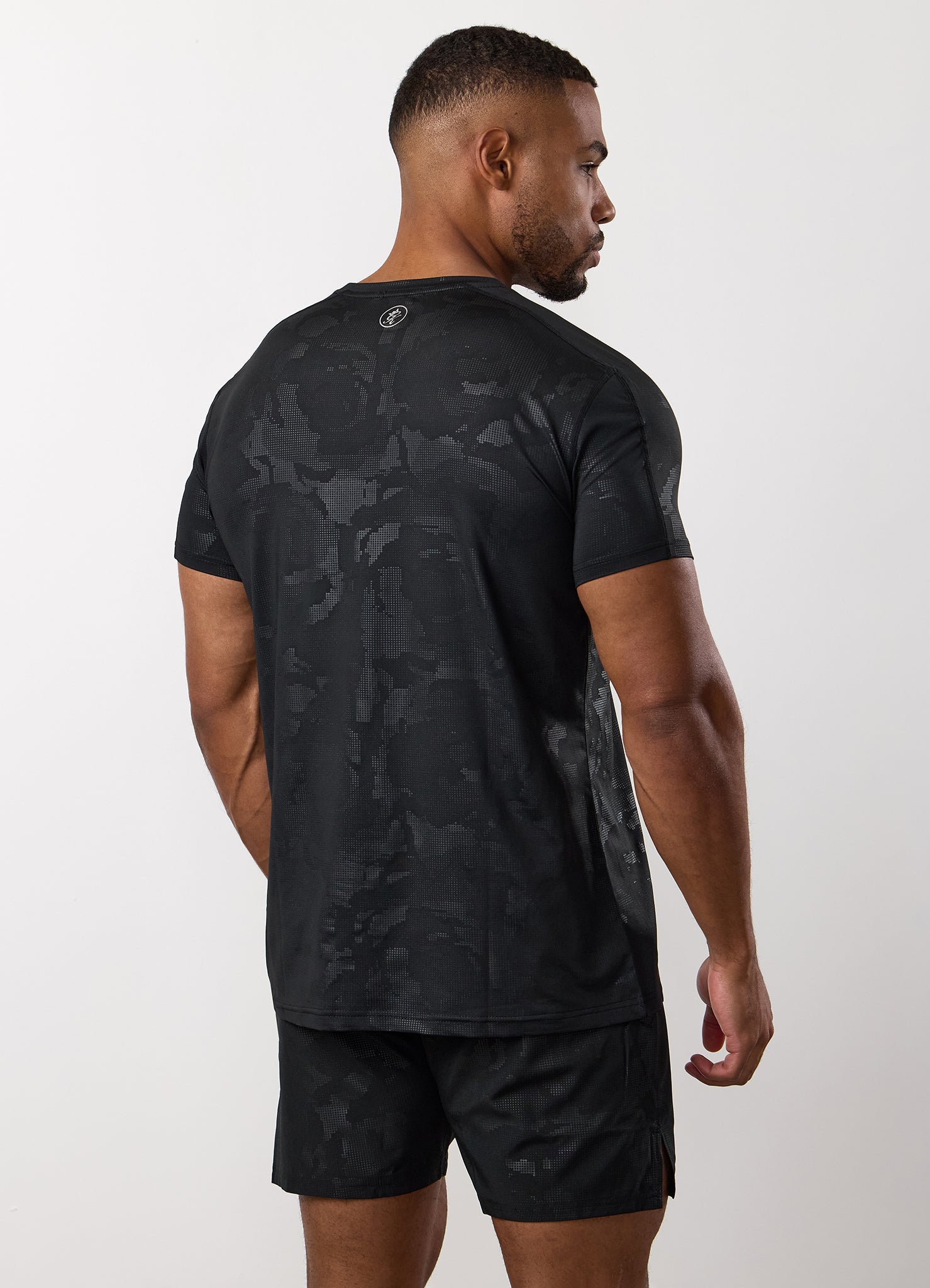 Gym King Debossed Camo Short Sleeve Tee - Black