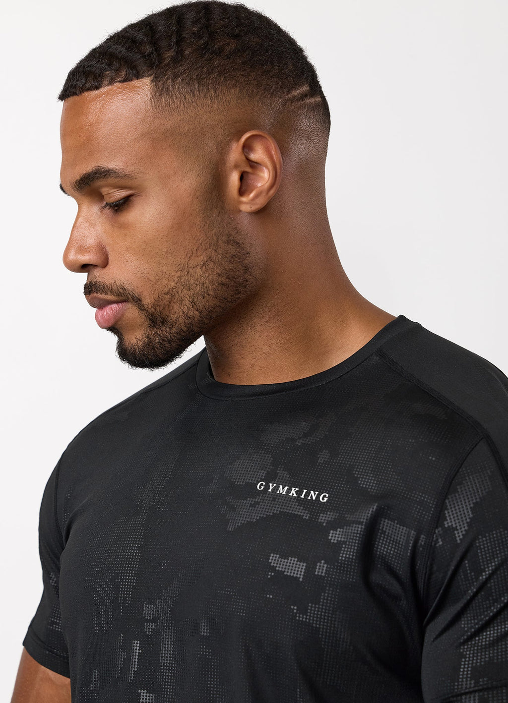 Gym King Debossed Camo Short Sleeve Tee - Black