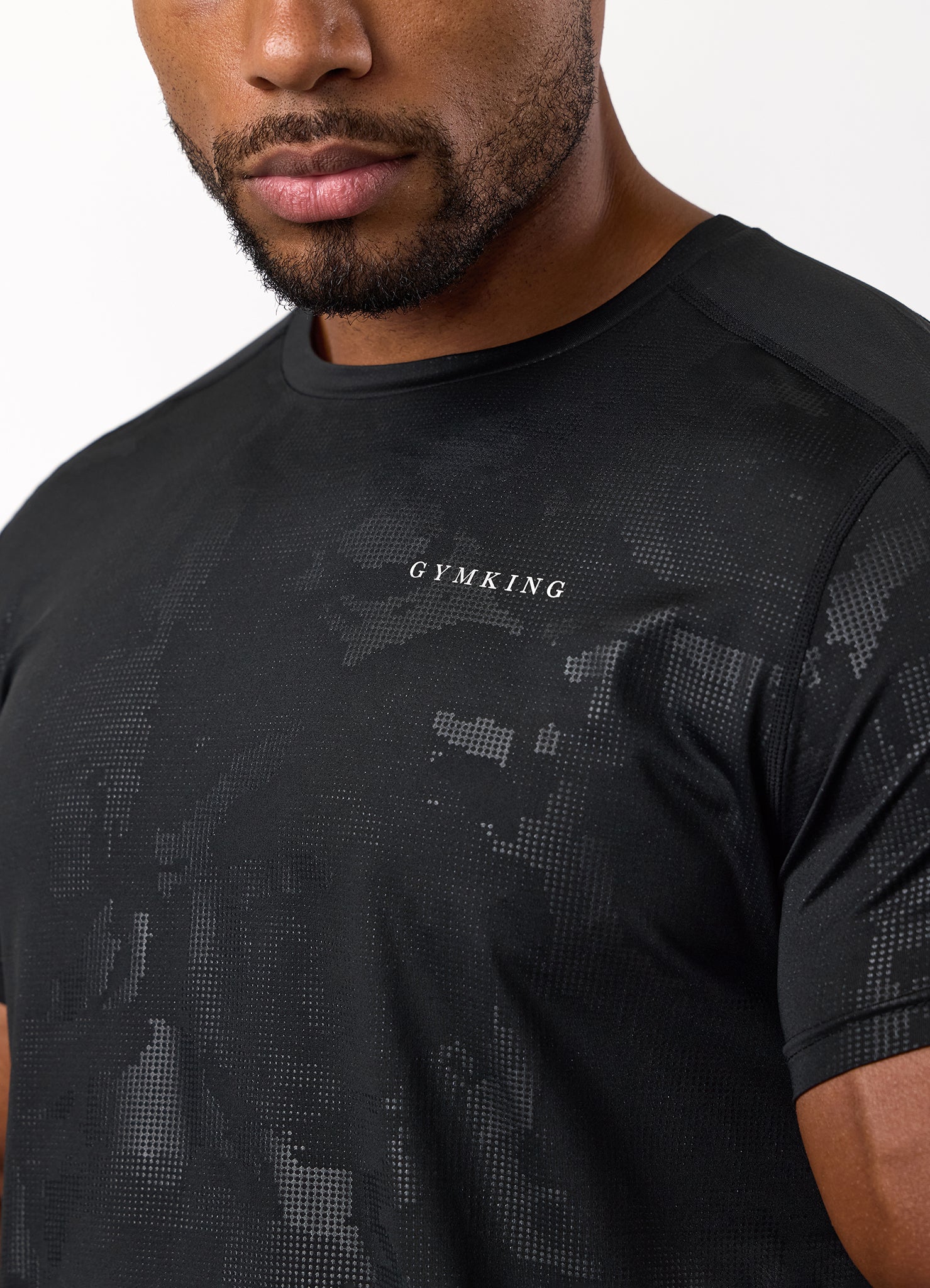 Gym King Debossed Camo Short Sleeve Tee - Black