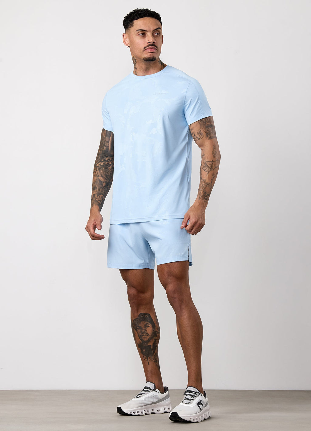 Gym King Debossed Camo Short - Blue Haze