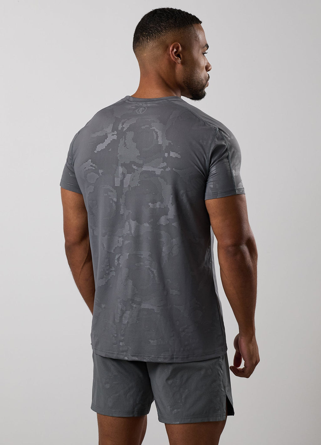 Gym King Debossed Camo Short Sleeve Tee - Gunmetal Grey
