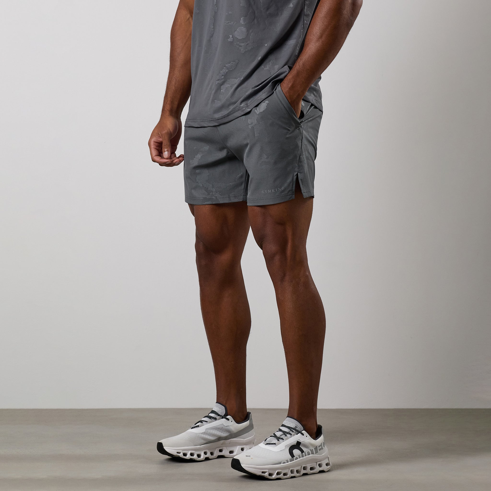 Gym King Debossed Camo Short - Gunmetal Grey