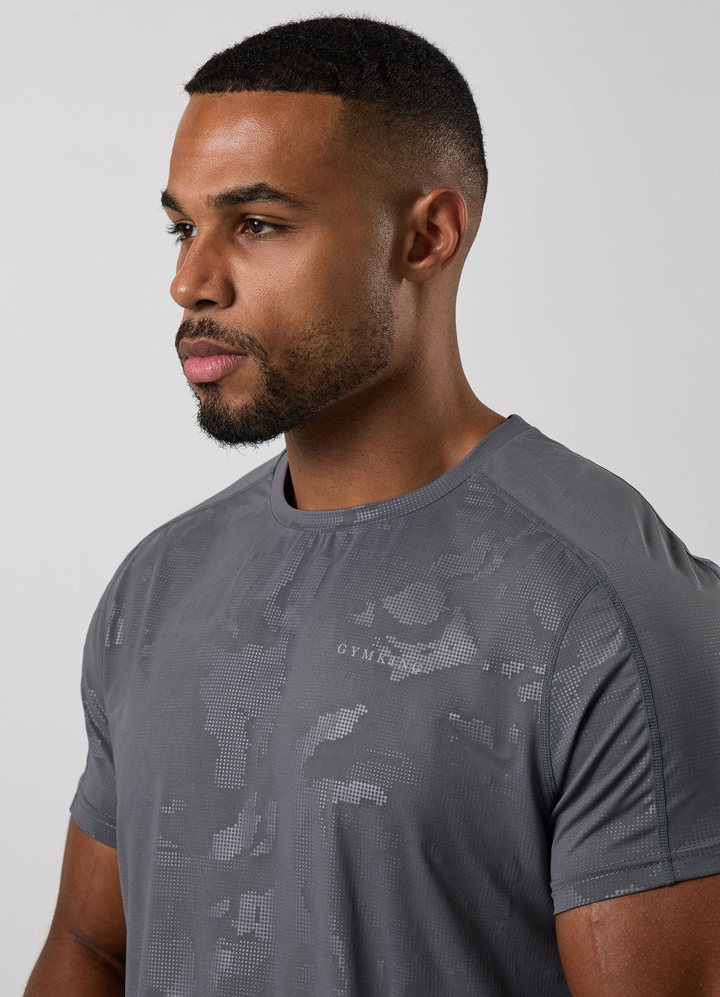 Gym King Debossed Camo Short Sleeve Tee - Gunmetal Grey