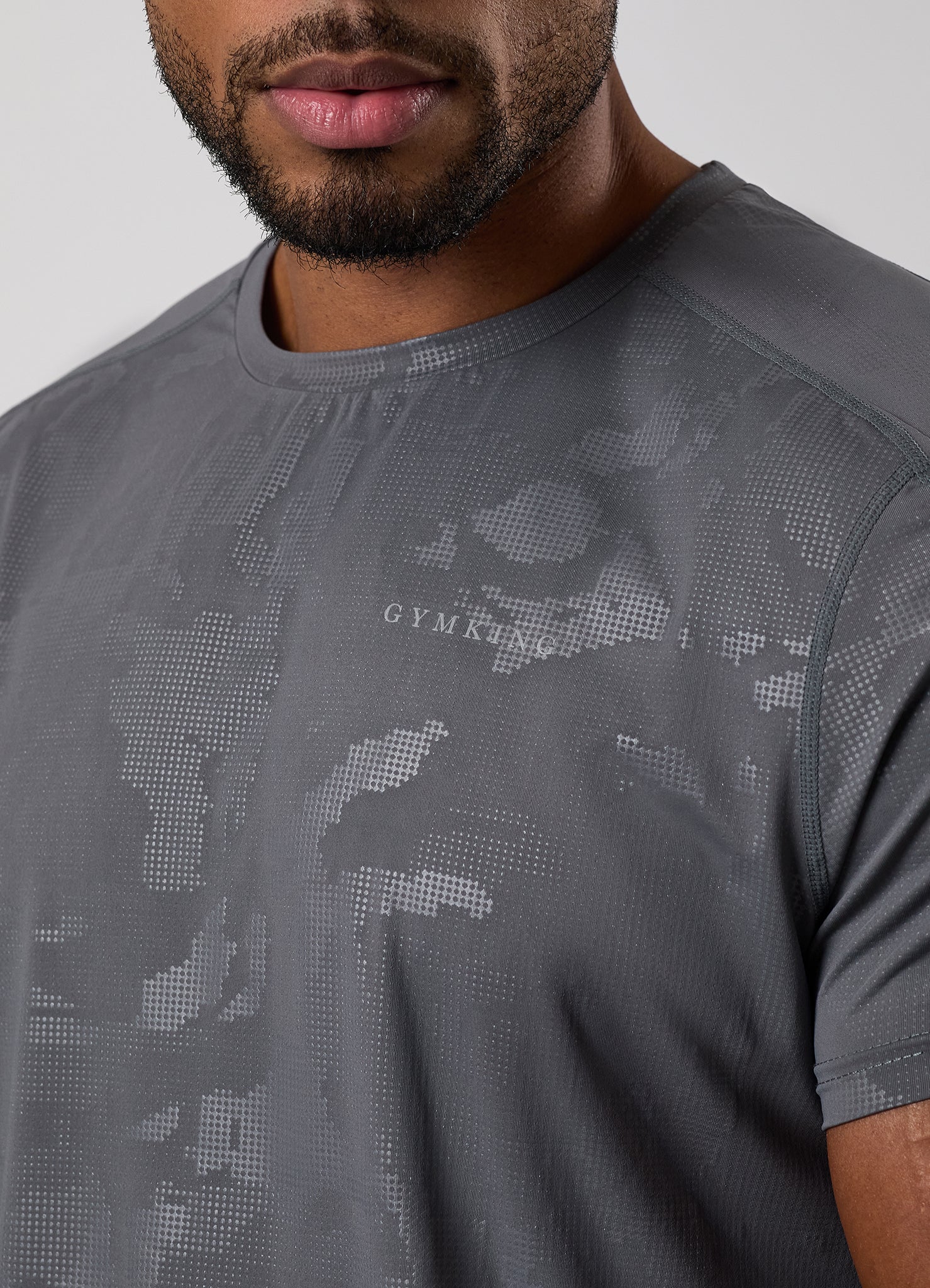 Gym King Debossed Camo Short Sleeve Tee - Gunmetal Grey