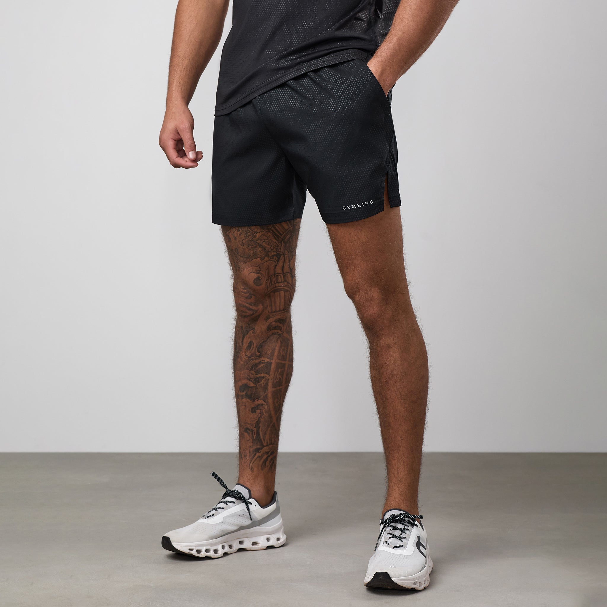 Gym King Debossed Pixel 5" Short - Black