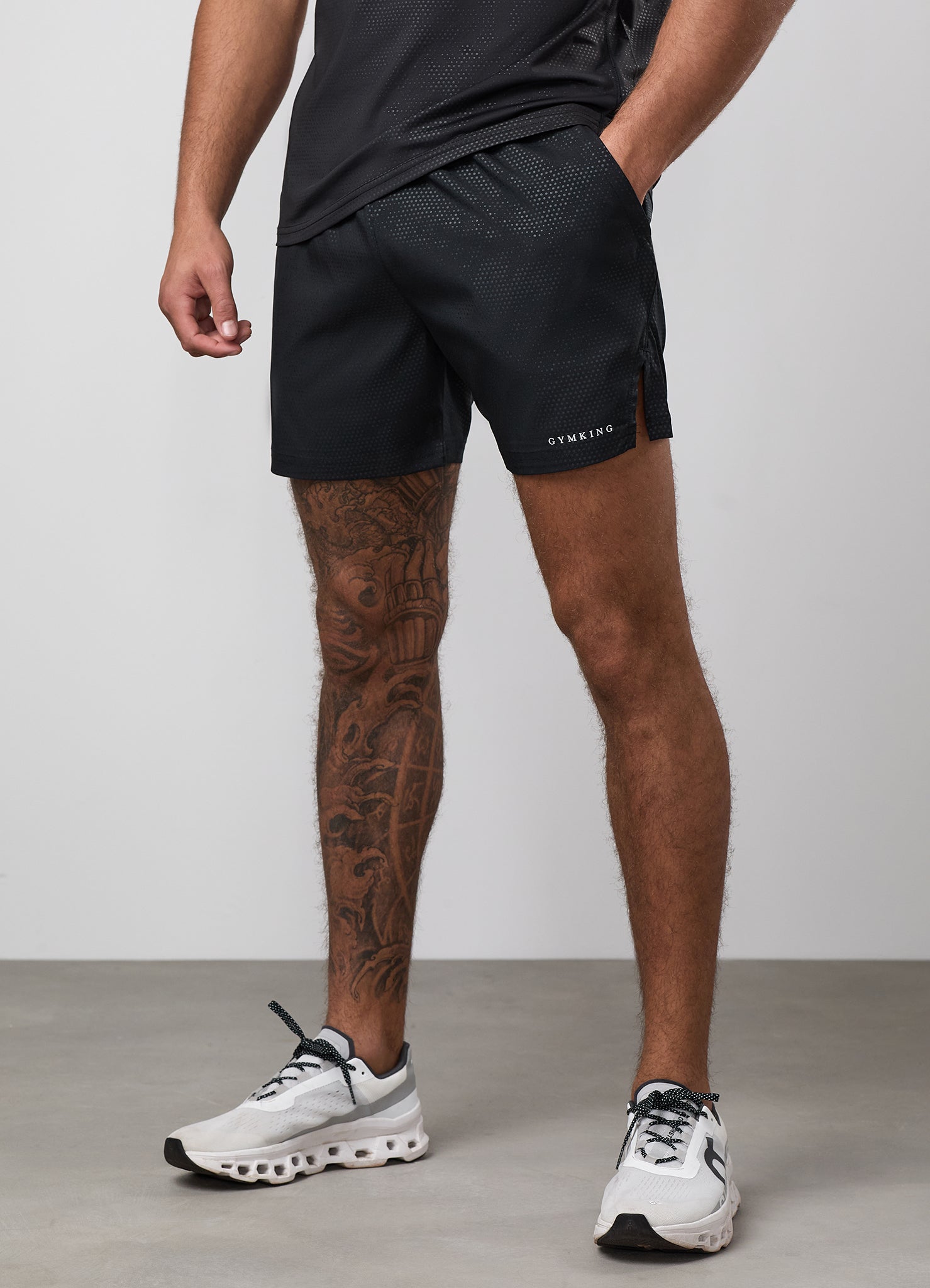 Gym King Debossed Pixel 5" Short - Black