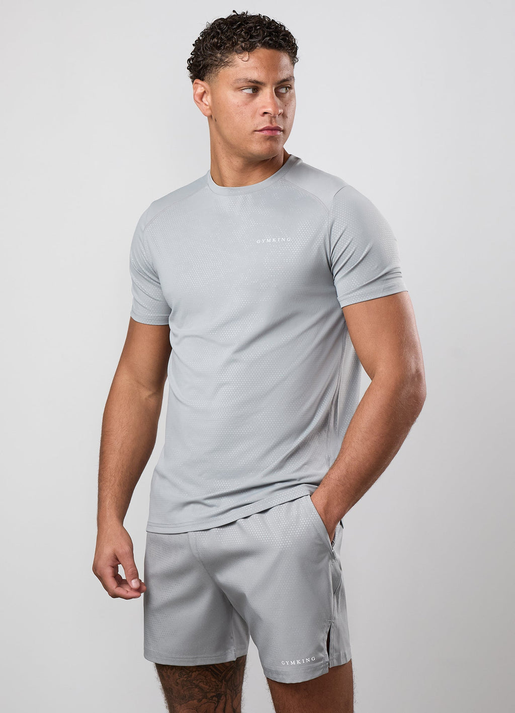 Gym King Debossed Pixel Tee - Urban Grey