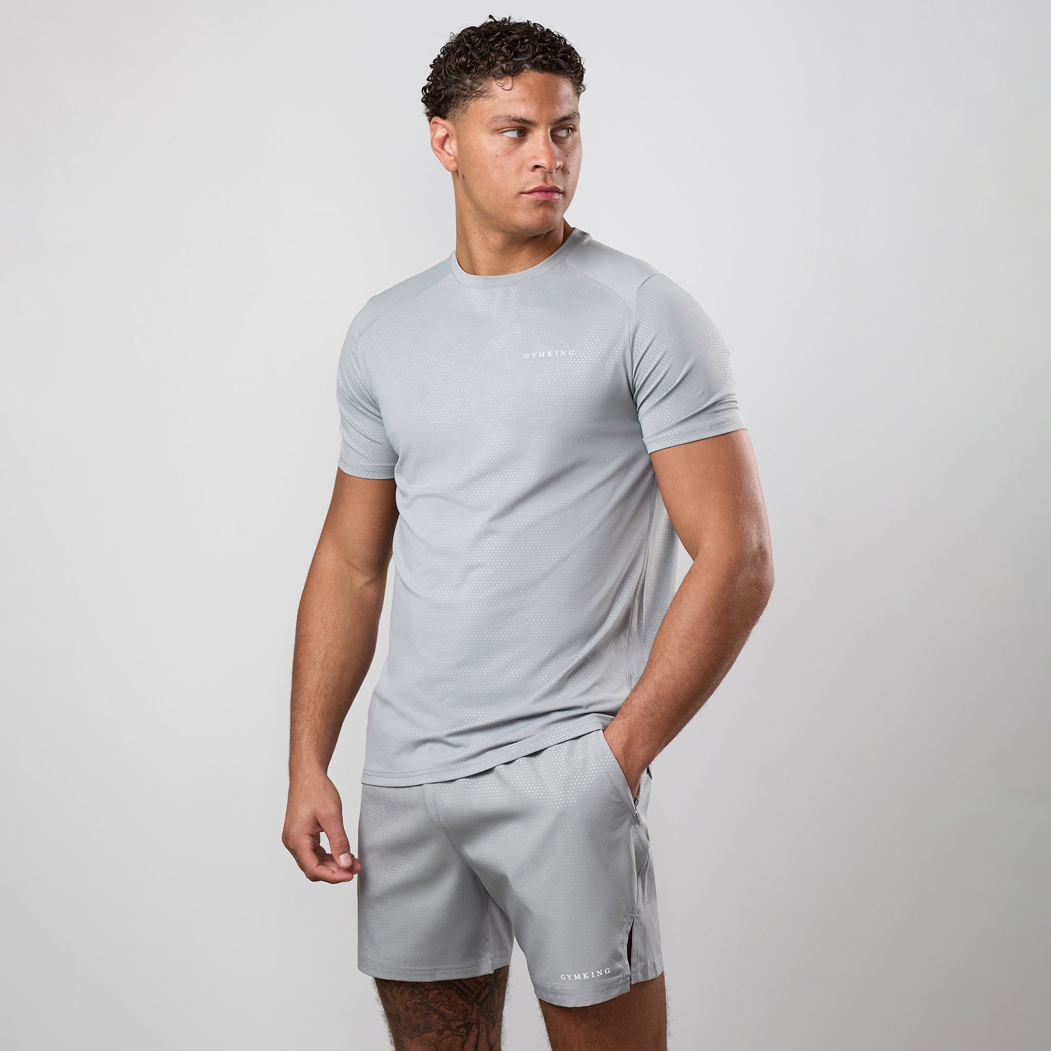 Gym King Debossed Pixel Tee - Urban Grey