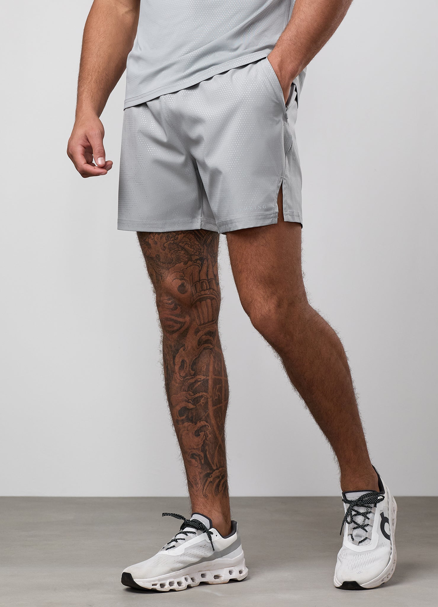 Gym King Debossed Pixel 5" Short - Urban Grey